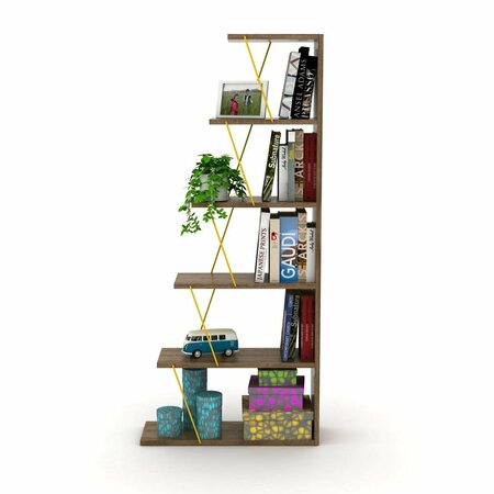 HOMEDORA Tars Mini Bookcase, Walnut & Yellow HD-ON20RF-160401